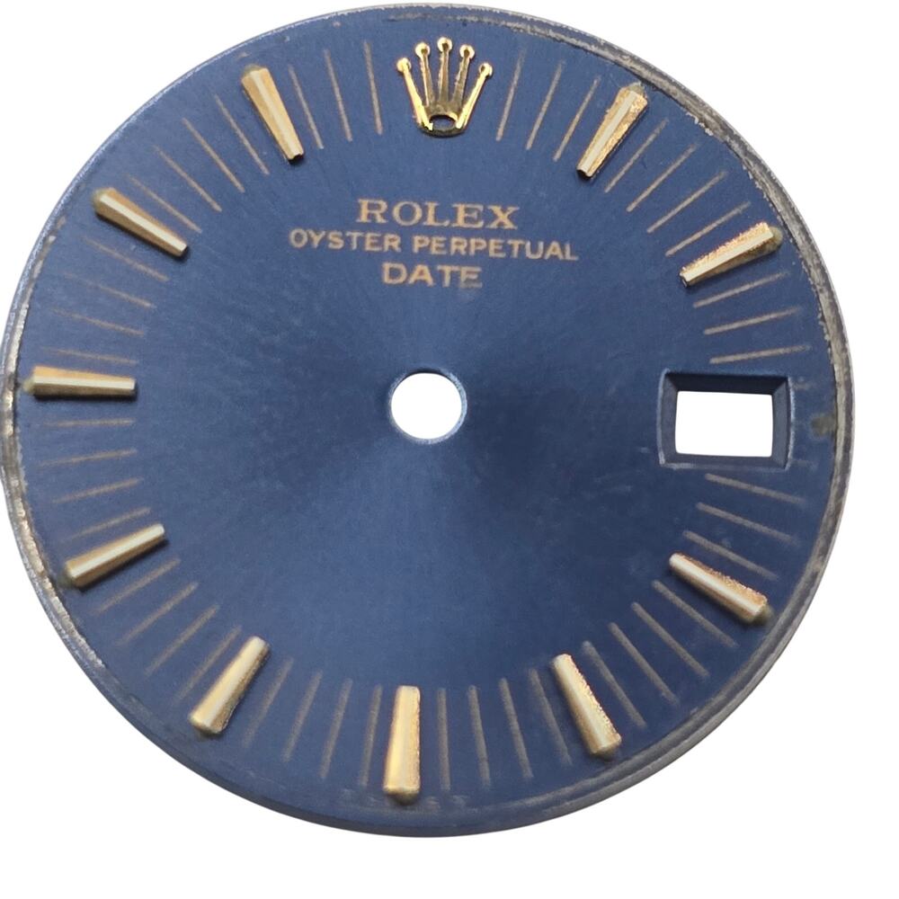 Rolex Oyster Perpetual Date 26mm Blue Dial Gold Markers Vintage 19.86mm